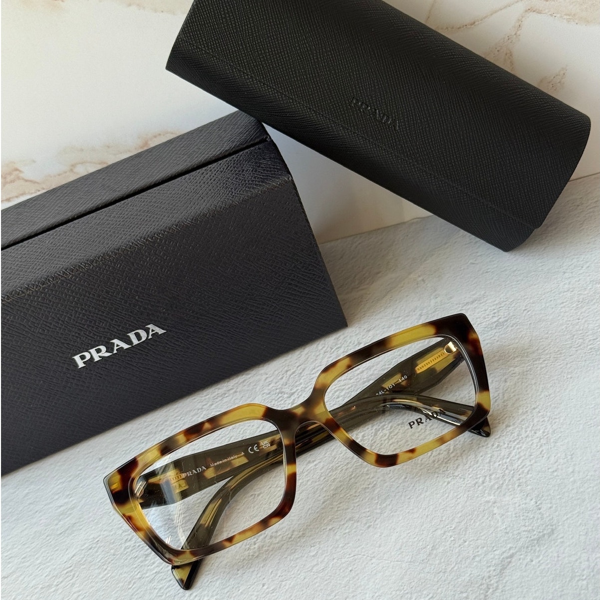 New Prada Pr D02v Tortoise Brown Rectangular Frames